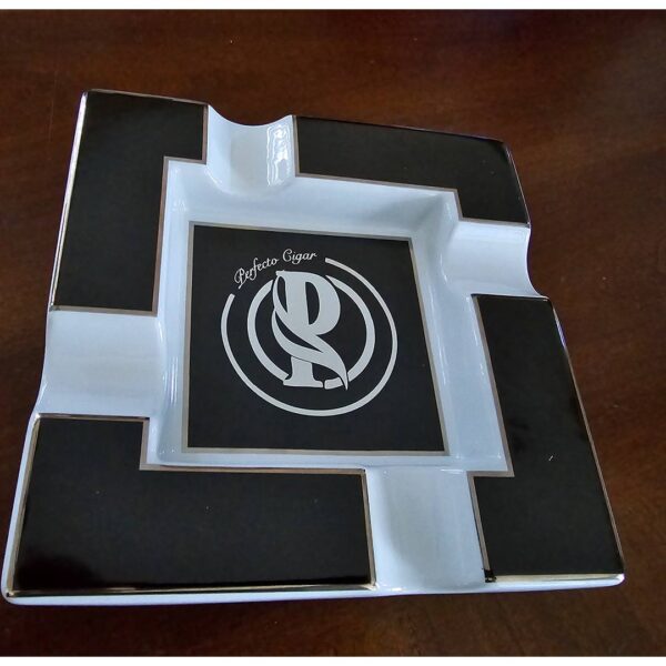Perfecto Cigars Visol Renner Ashtray - Square White, Black Trim